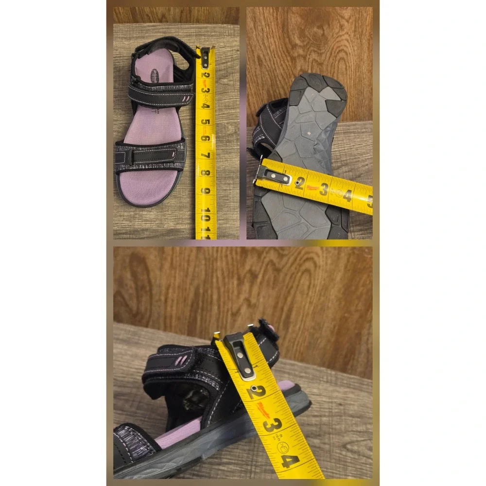 Dr Scholls Anna Sandals Womens Size 6.5‎ Black Purple Adjustable